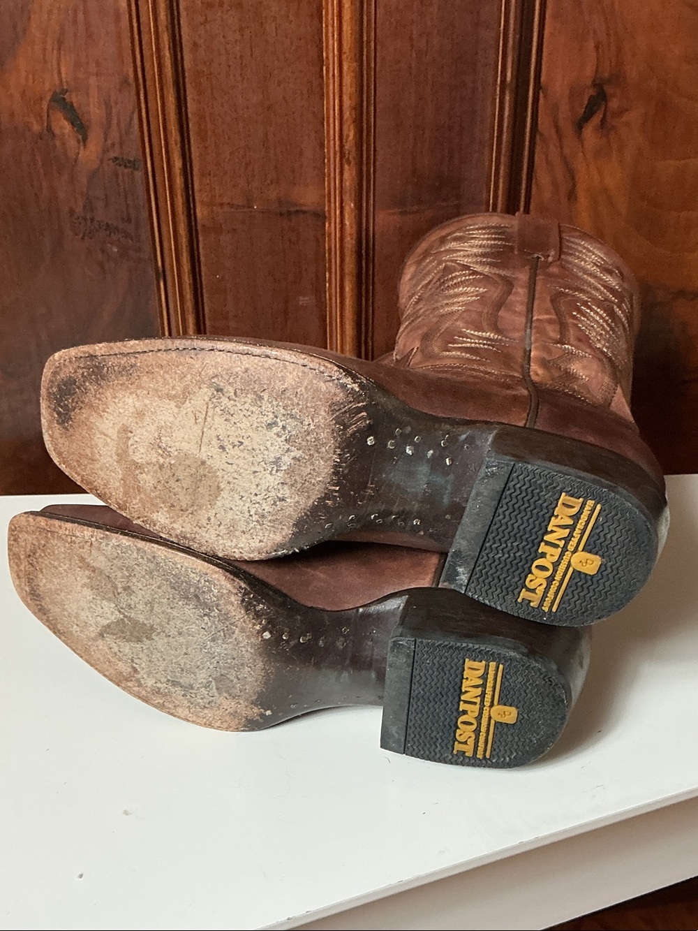 Dan Post Brown Embroidered Western Heeled Boots - Picture 6 of 9